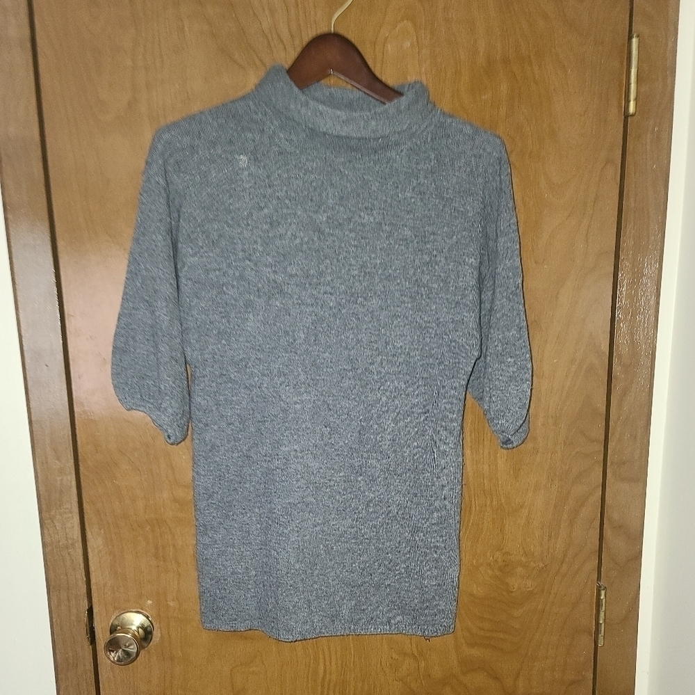 ANN Taylor Gray Puff Sleeve Mock Neck Sweater m